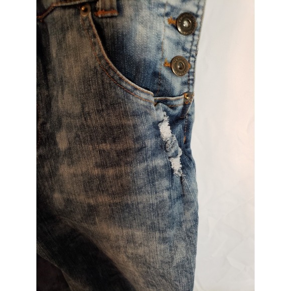Women's Highway Distressed Tie Dye Jean Overalls Size 11 - Picture 5 of 6